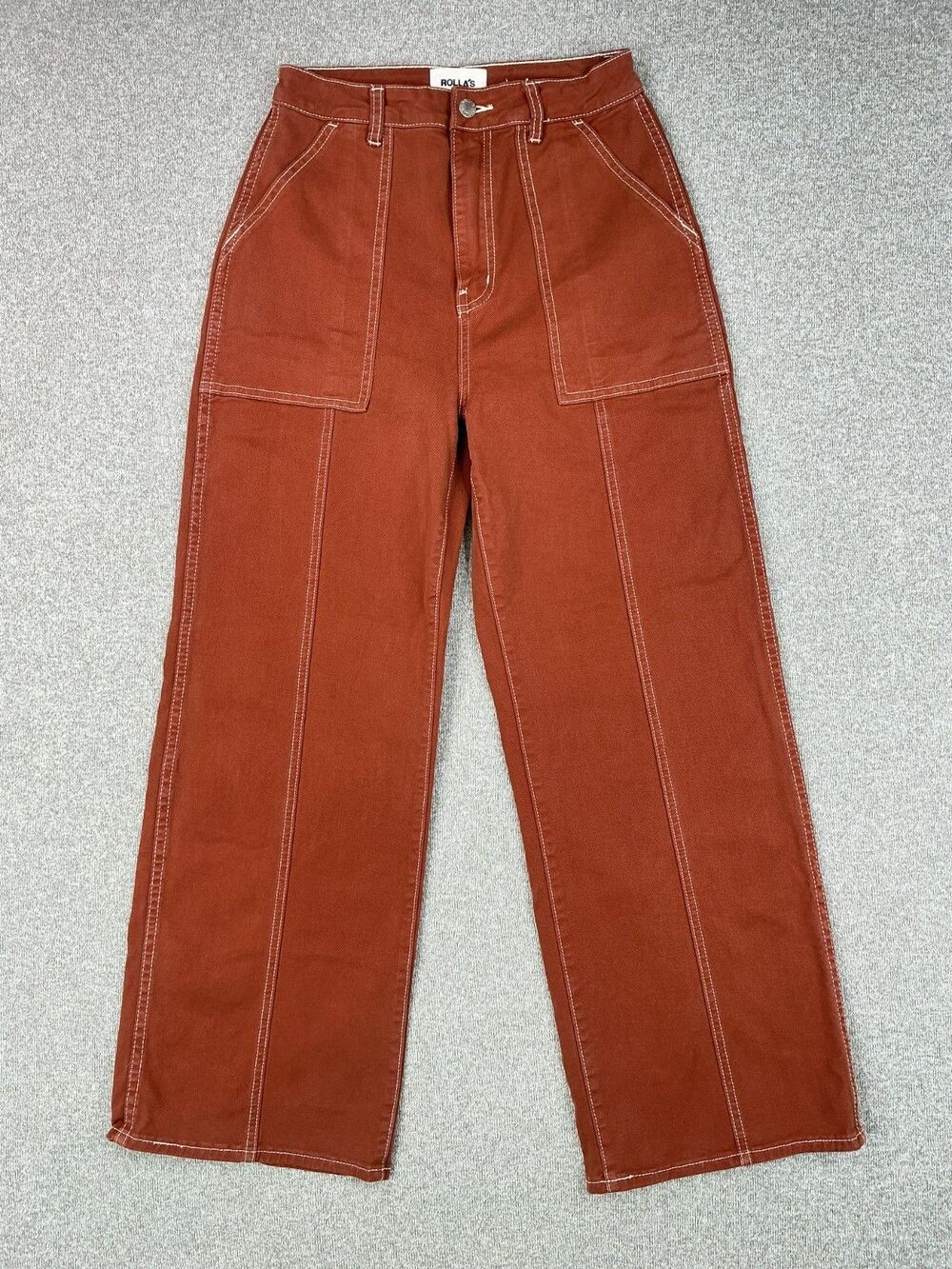 Rolla's Heidi Jeans G’Day Mate High-Rise Wide Leg Size 26 Burnt Orange Aussie 8